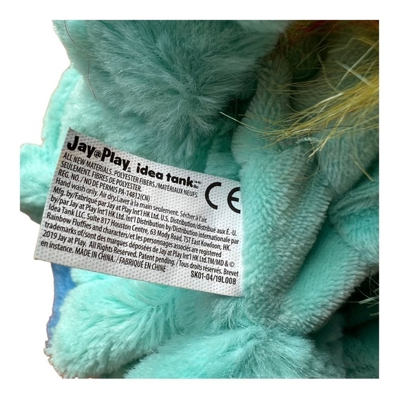 Jay At Play Rainbow Fluffies 12in Blue Puppy Dog Plush‎ Rainbow Inside 2019 - Picture 8 of 9